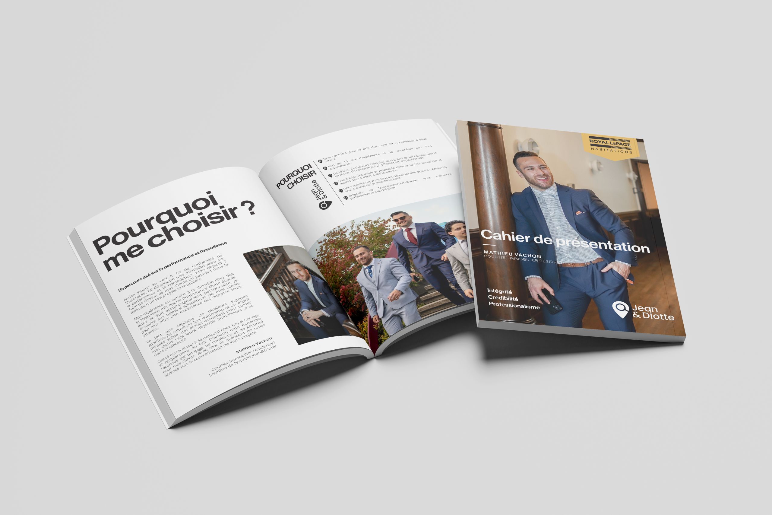 Conception graphique de 2 magazines pour Mathieu Vachon, courtier immobilier